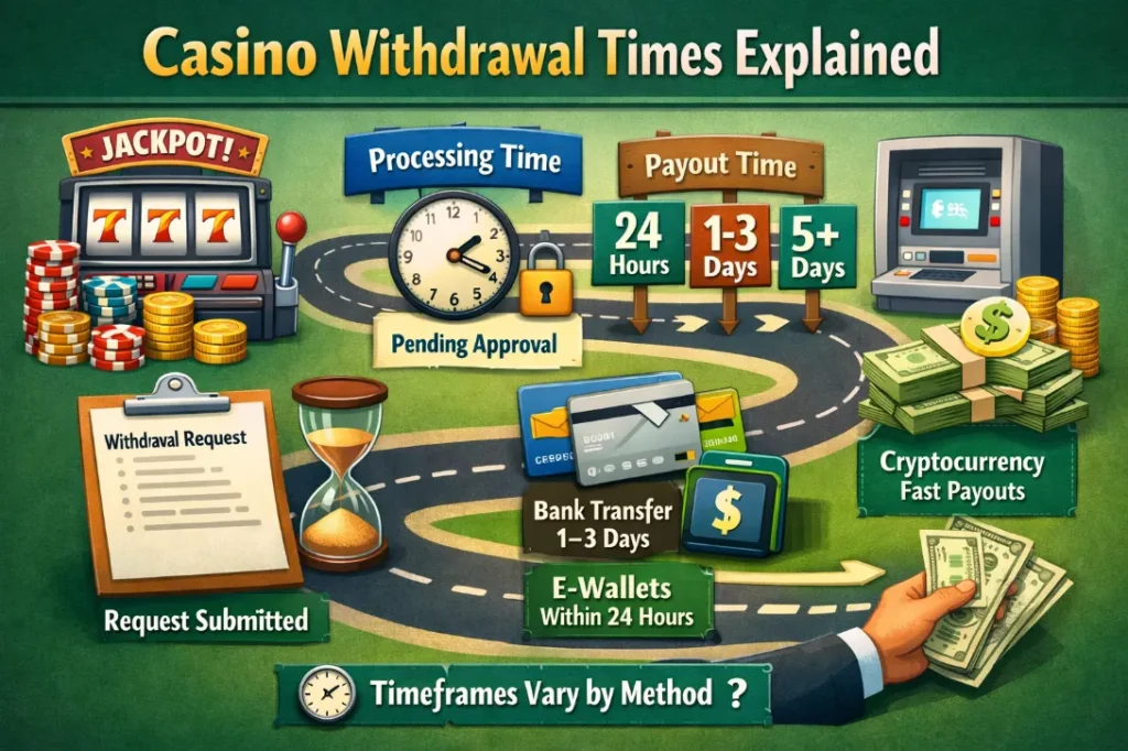 casino withdrawal times infograpgic